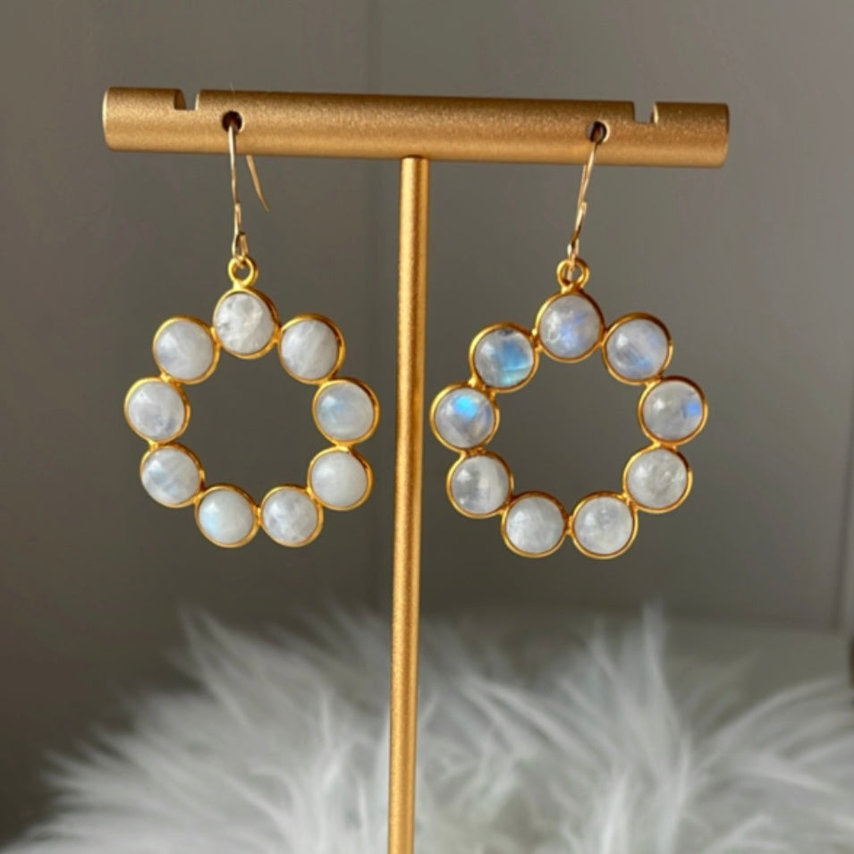 Tiana Moonstone Hoop Earrings