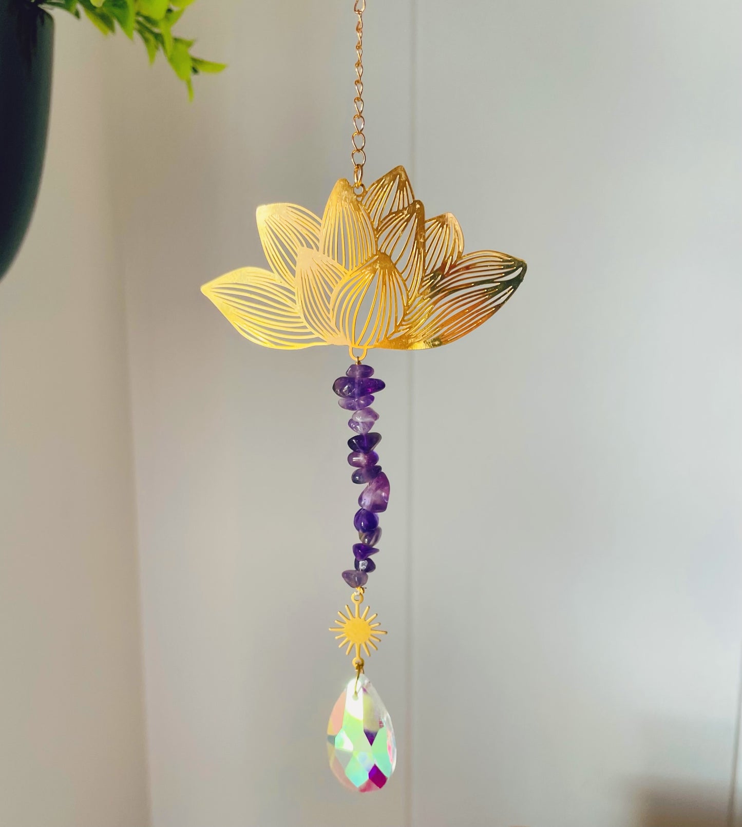 Lotus Amethyst Suncatcher