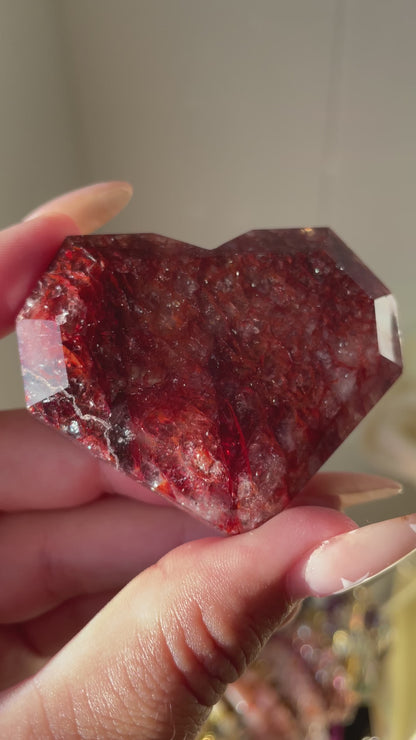 Fire Quartz Faceted Heart